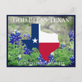 Din Text/Färg Gud Välsigne Texas Flagga & Bluebonn Vykort