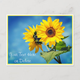 Din text/Färg Gult Solblommor och Blå himmel Vykort