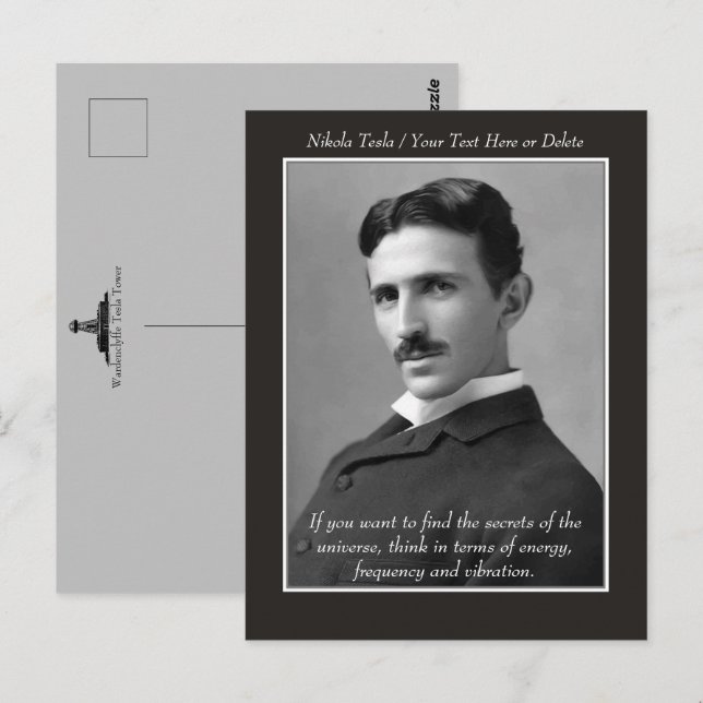 Din text/Färg-inventör, Nikola Tesla-fotocitat Vykort (Fram/baksida)