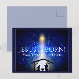 Din text/Färg Jesus Nativitetststjärna (blå) Vykort