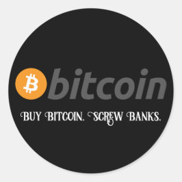 Din text/Färg Köp bitmyntsolljus Banker Black Runt Klistermärke