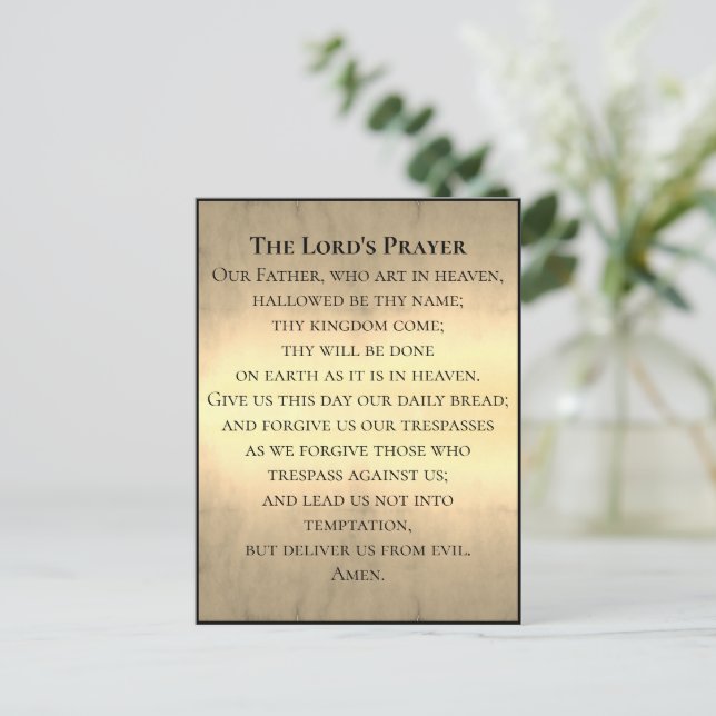 Din text/Färg Lord's Prayer Bible Beige Glow Vykort (Stående Fram)
