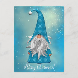 Din Text/Färg Söta Blå Tomte Högtids Snöflingor Vykort
