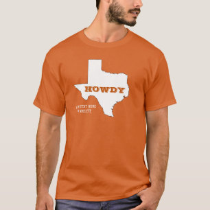 Din text/Färg Texas Orange State Karta Howdy Texa T Shirt