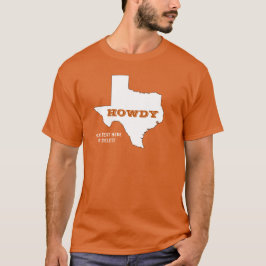 Din text/Färg Texas Orange State Karta Howdy Texan T Shirt