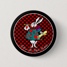 Din text/Färg White Rabbit Alice i Wonderland Knapp