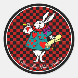 Din text/Färg White Rabbit Alice i Wonderland Runt Klistermärke