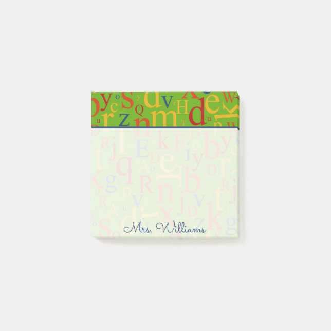 Din text | Färgbildande alfabet Post-it Block (Framsida)