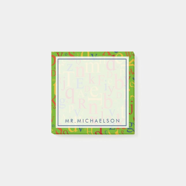 Din text | Färgbildande alfabet Post-it Block (Framsida)