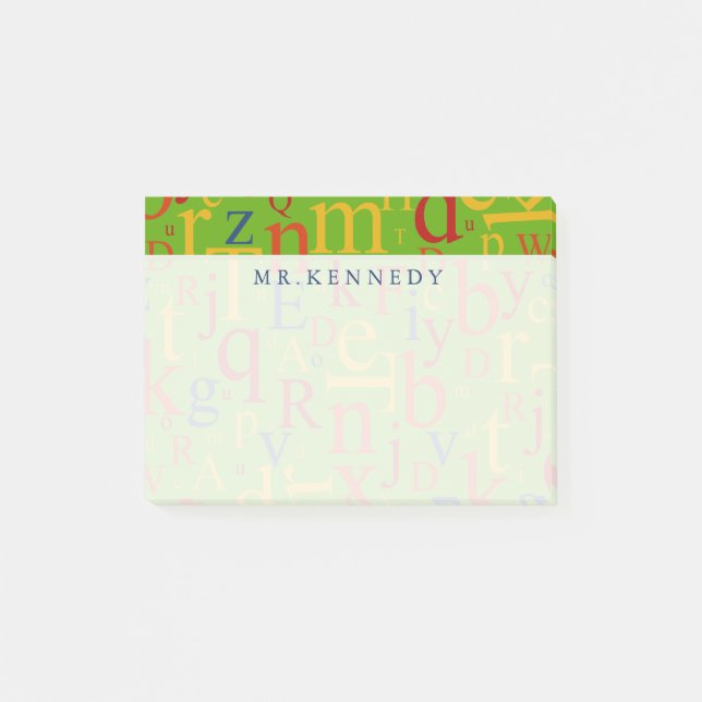 Din text | Färgbildande alfabet Post-it Block (Framsida)