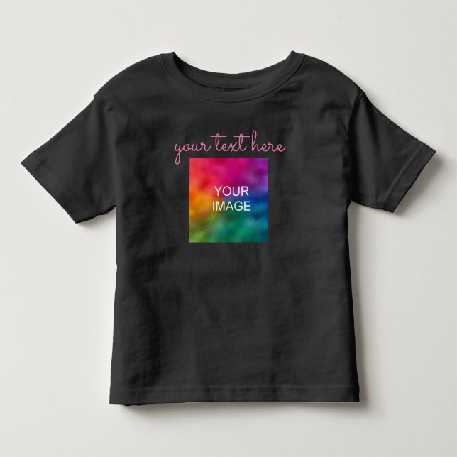 Din Text Foto Dubbelsidig Tryck Rosa Svart Bebis T Shirt (Framsida)