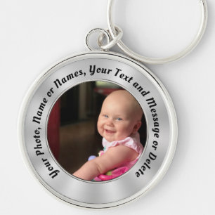 Din TEXT, FOTO Keychains, personliga nyckelringar