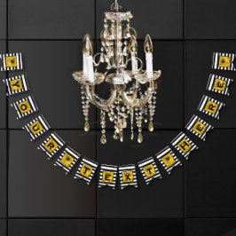 Din text här Guld, Svarta och vita Rand Vimplar