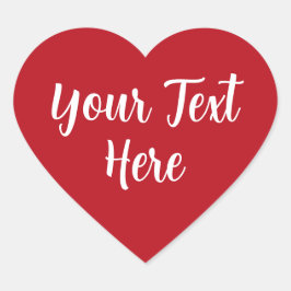 Din text här vit text Red Hearjärt-etikett Hjärtformat Klistermärke