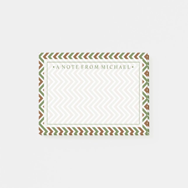 Din text | Khaki Chevron Post-it Block (Framsida)