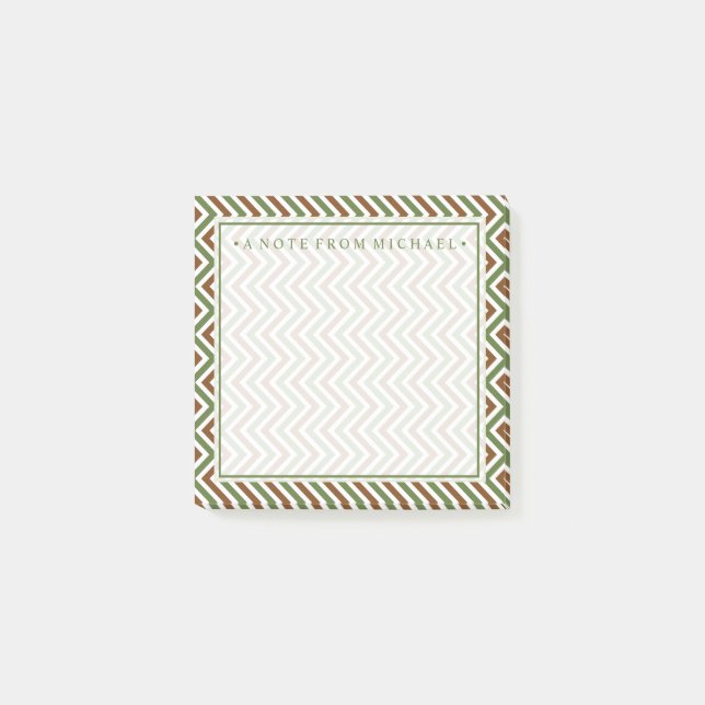 Din text | Khaki Chevron Post-it Block (Framsida)