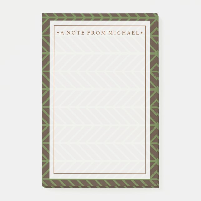 Din text | Khaki Herringbone Post-it Block (Framsida)