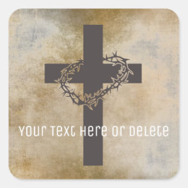 Din text Kor Jesus Krona i Thorns Disted Fyrkantigt Klistermärke