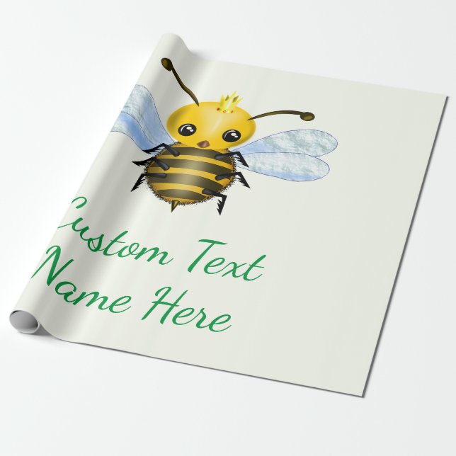 Din text Namn Baby, Papper med drottning Bee Presentpapper (Utrullad)