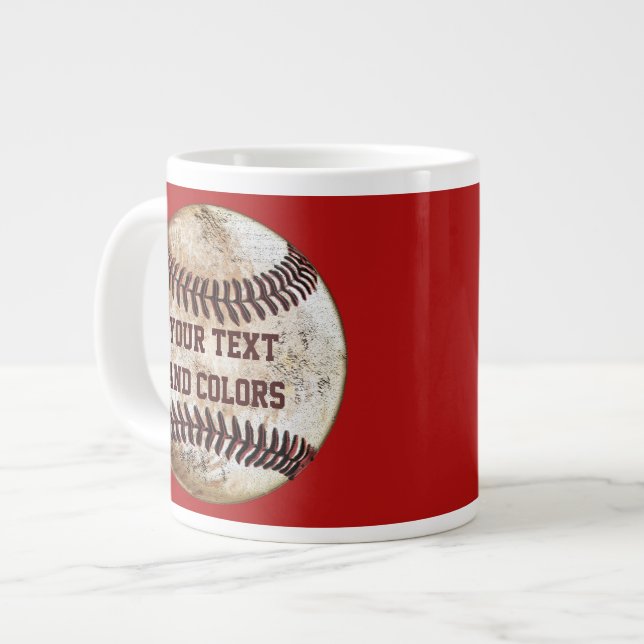 Din text och Färger Coola Baseball Muggar Jumbo Mugg (Framsida vänster)