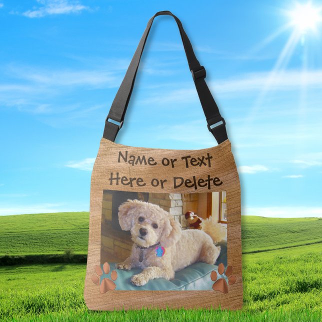 Din text och Hund Photo Tote bags Tygkasse (Full Print Tote. Personalized Totes. Photo canvas bags. Custom canvas tote bags, with picture.)