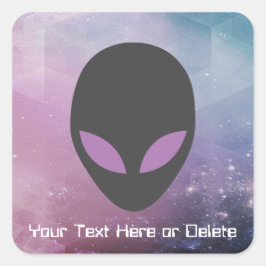 Din text/Öga Färg Alien Head Cute Lila Galaxy Fyrkantigt Klistermärke