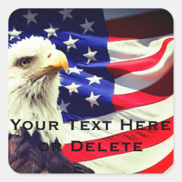Din text Old glory & Örn USA flagga-patriot Fyrkantigt Klistermärke