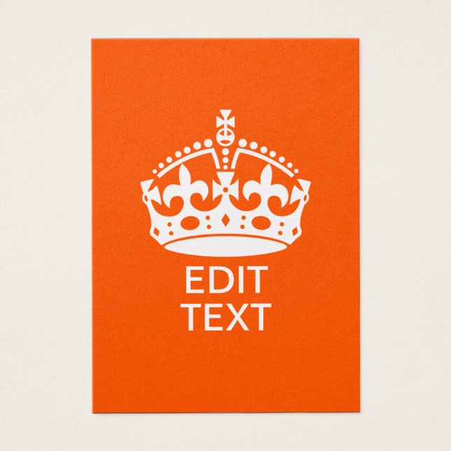 Din text om Behålla Lugn Krona Orange Visitkort (Framsidan)
