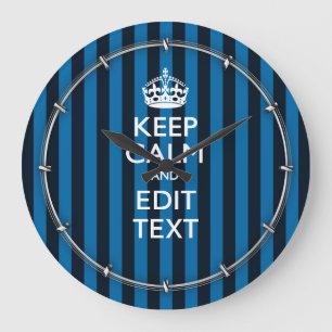 Din text på Behålla Lugn Blue Rand Decor Stor Klocka