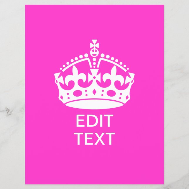 Din text på Behålla Lugn Krona Shock rosa Reklamblad (Framsidan)