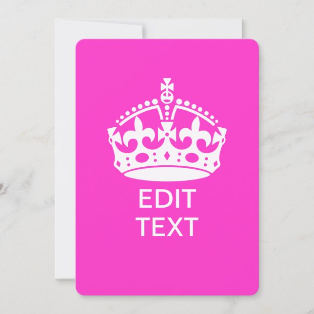 Din text på Keep Calm Crown Hot Pink (Framsida)