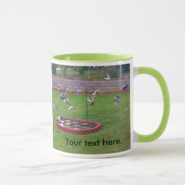 Din text Pigeons som flyger Bird Garden Mugg