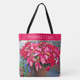 Din text: Poinsettia julklappfoto Tygkasse