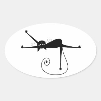 Din text - svart kattecken sida 4 ovalt klistermärke