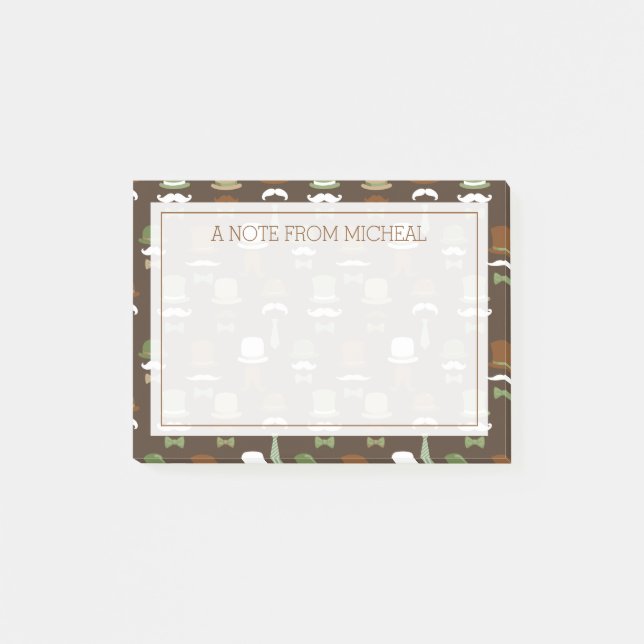 Din text | Top hat Mustache Post-it Block (Framsida)