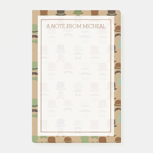 Din text | Top hat Mustache Post-it Block (Framsida)