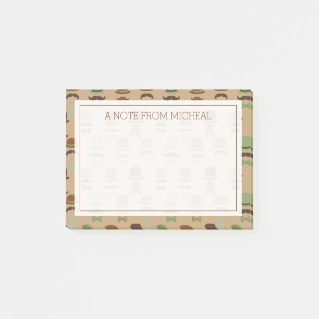 Din text | Top hat Mustache Post-it Block (Framsida)