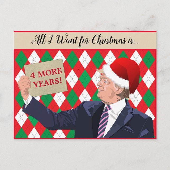 Din text Trump 2024 Red Santa Hat-julutskrift Vykort (Framsida)