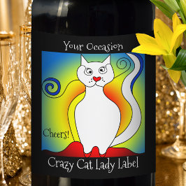 Din Tillfälle-Crazy Cat Dam Vin-etikett Vinflaska Etikett
