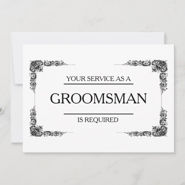 Din tjänst är begärd som Groomsman Inbjudningar (Framsida)