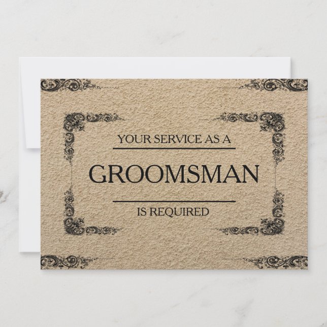 Din tjänst är begärd som Groomsman Inbjudningar (Framsida)