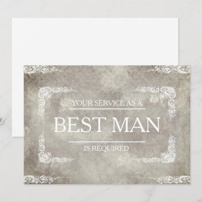 Din tjänst har begärts som bäste man Groomsman Inbjudningar (Fram/baksida)