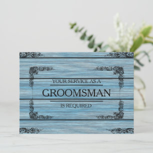 Din tjänst har begärts som Groomsman Wooden Invi Inbjudningar