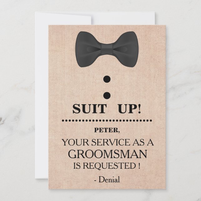 Din tjänst som Groomsman-begäran Inbjudningar (Framsida)