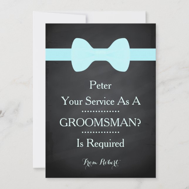 Din tjänst som Groomsman Black Chalkboard Bow Inbjudningar (Framsida)