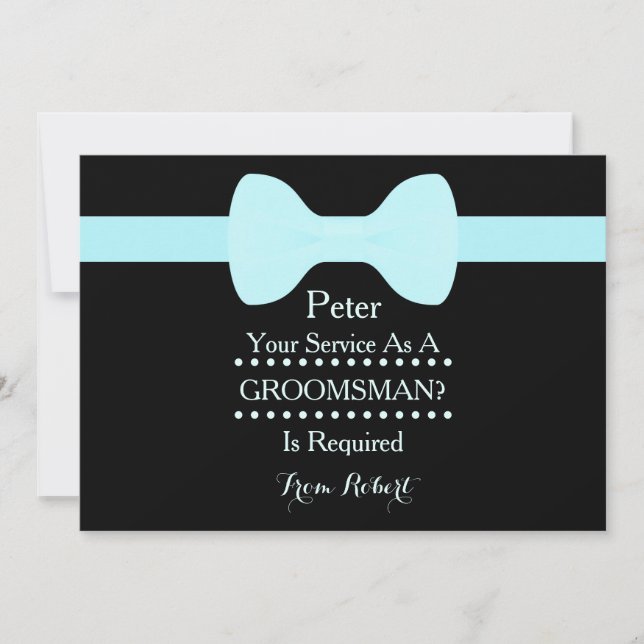 Din tjänst som Groomsman Black Chalkboard Bow Inbjudningar (Framsida)