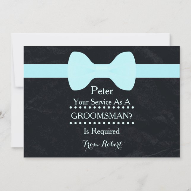 Din tjänst som Groomsman Black Chalkboard Bow Inbjudningar (Framsida)