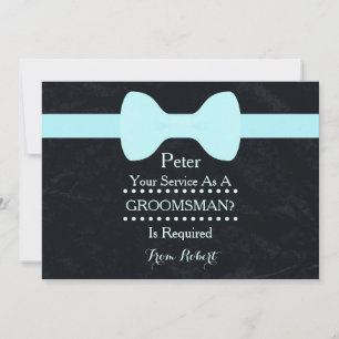 Din tjänst som Groomsman Black Chalkboard Bow Inbjudningar