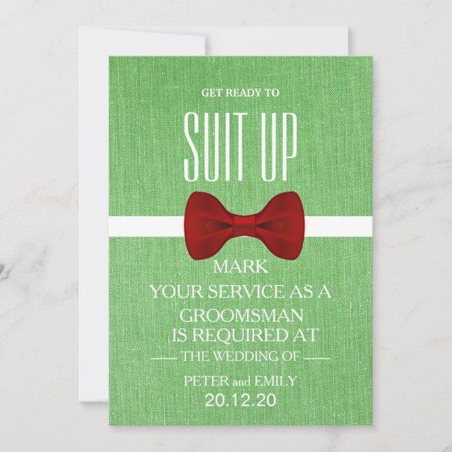 Din tjänst som Groomsman Frieri Inbjudningar (Framsida)