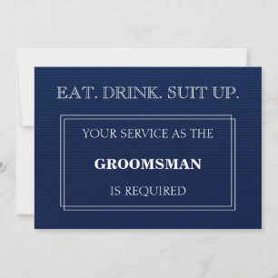 Din tjänst som Groomsman kräver blått Inbjudningar